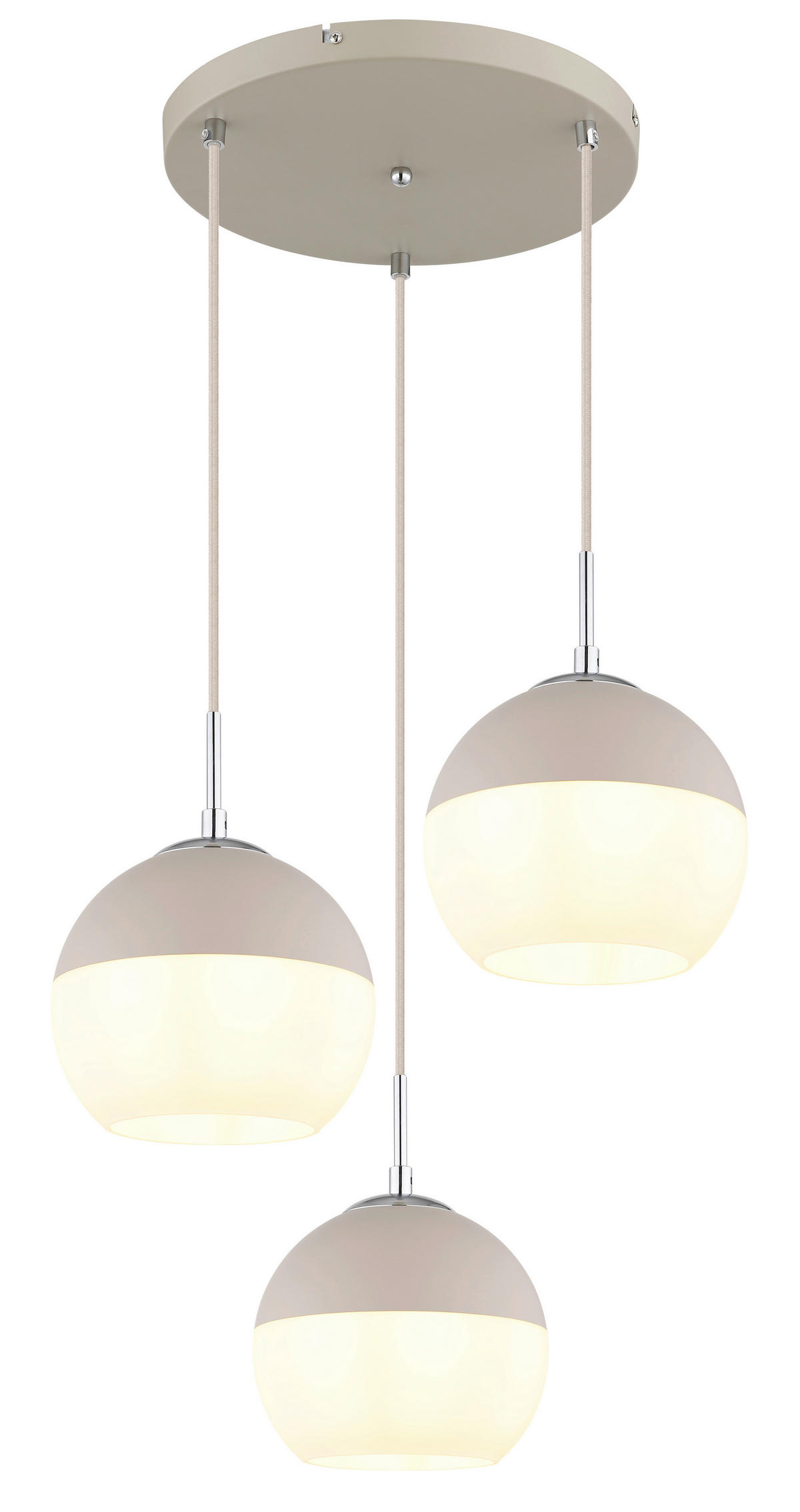HÄNGELEUCHTE 42,5/120 cm  - Sandfarben/Beige, Design, Glas/Textil (42,5/120cm) - Globo