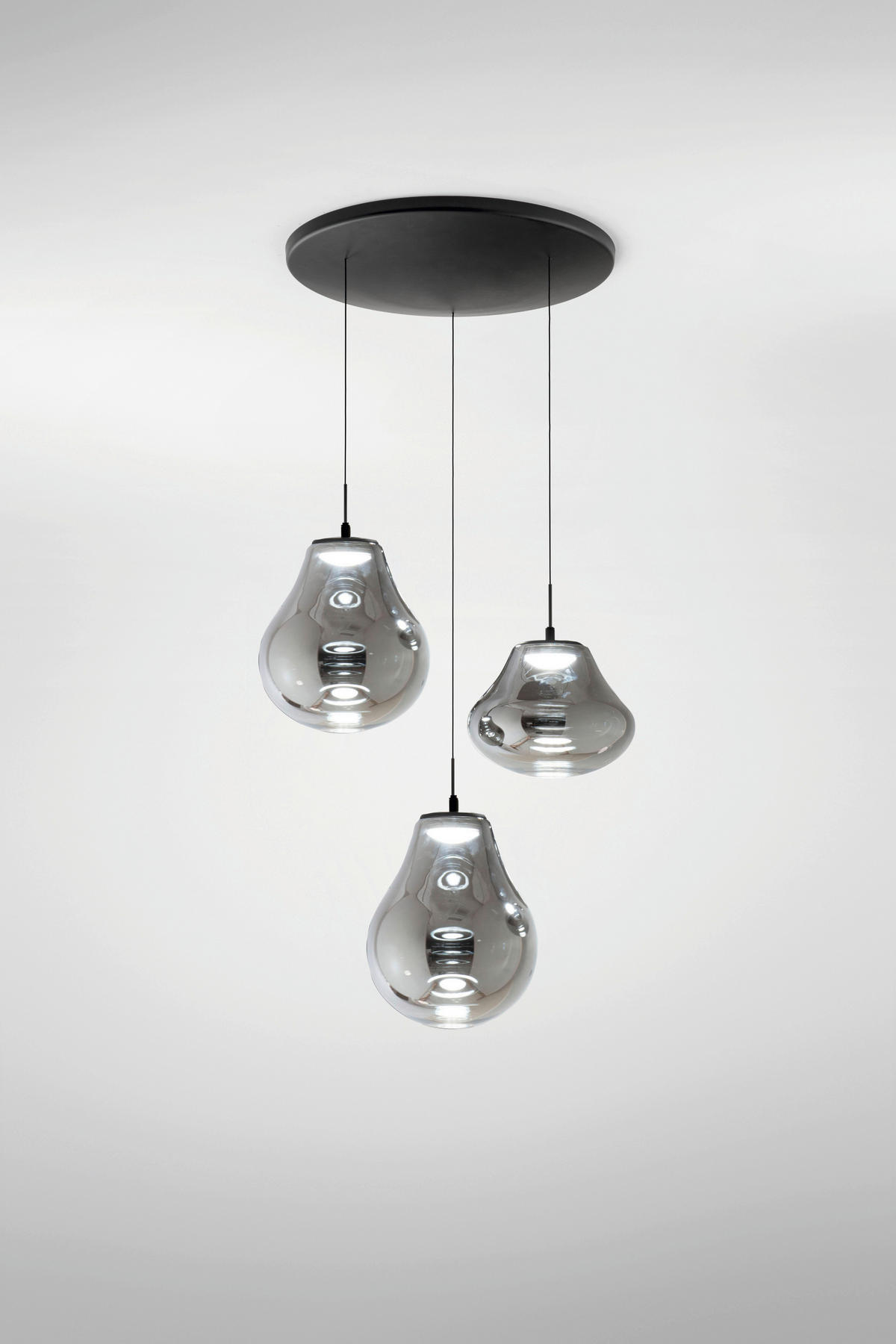 LED-HÄNGELEUCHTE 50/200 cm  - Schwarz/Grau, Design, Glas/Metall (50/200cm)