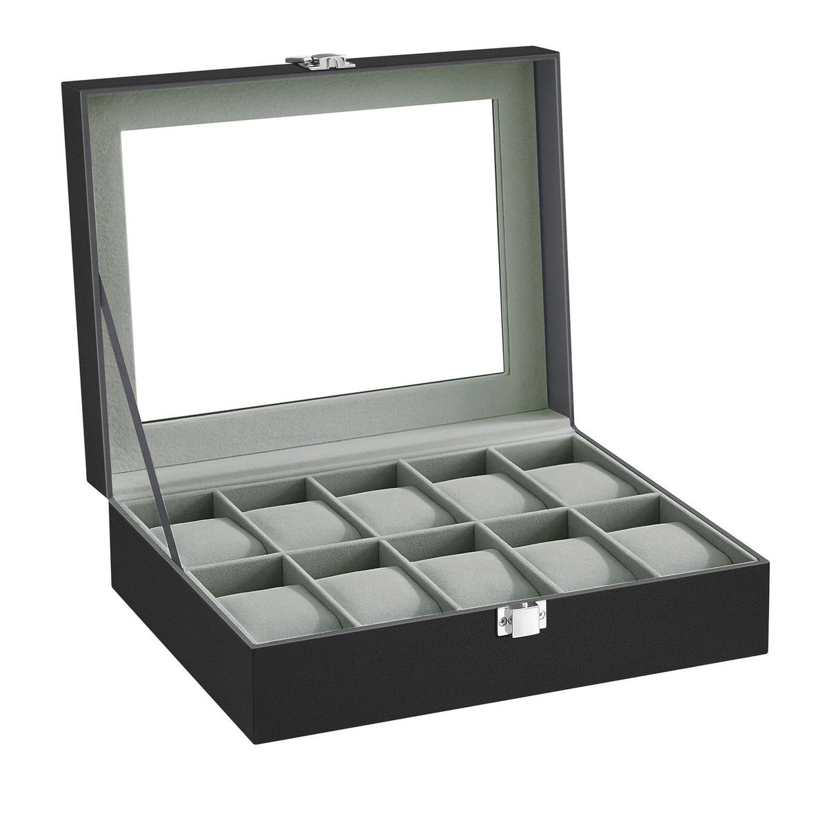 UHRENBOX - Schwarz, Basics, Glas/Holzwerkstoff (25,5/7,8/20,2cm)