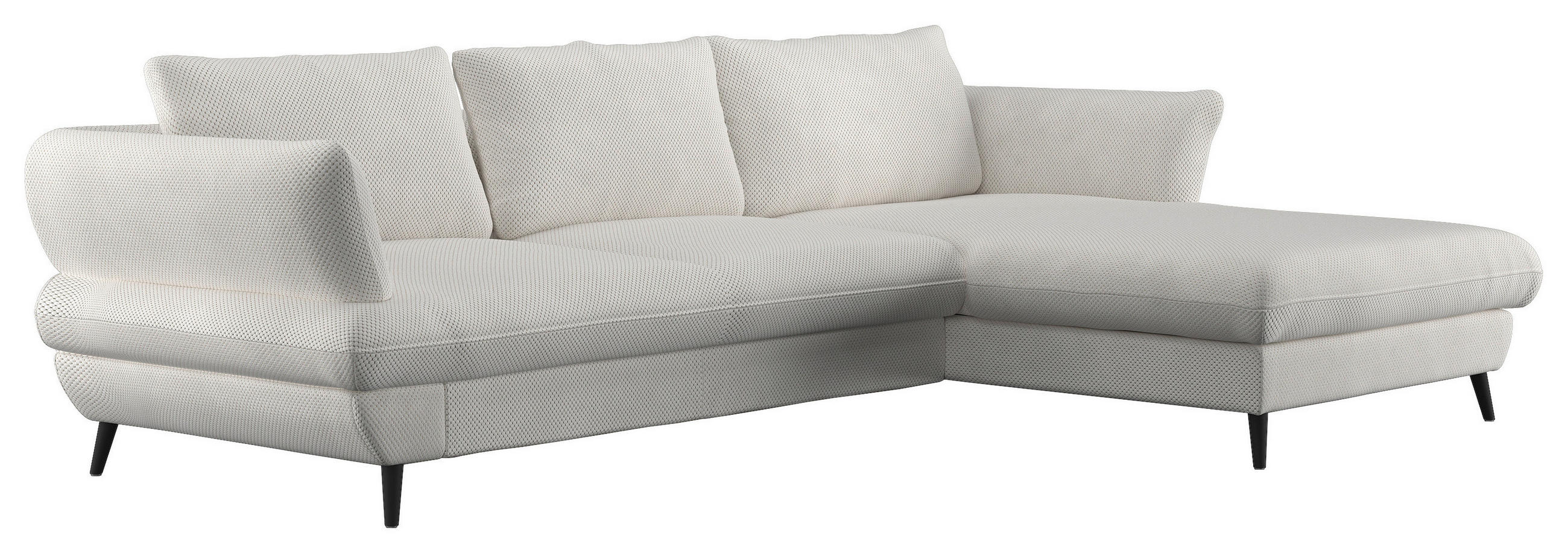 ECKSOFA Creme Velours Bettkasten, Schlaffunktion, Stauraum  - Creme/Schwarz, Design, Textil/Metall (281/181cm) - Livetastic