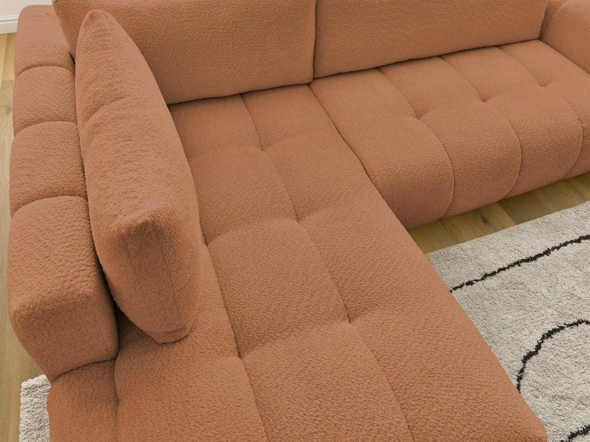ECKSCHLAFSOFA EVEREST Bouclé Orange  inkl. Rückenkissen, Schlaffunktion  - Schwarz/Orange, MODERN, Kunststoff/Textil (204/282cm)