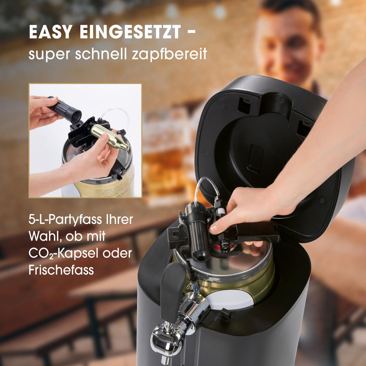 BIERZAPFANLAGE Bier MAXX  - Silberfarben/Schwarz, Basics, Kunststoff (26,4/41/52,6cm)