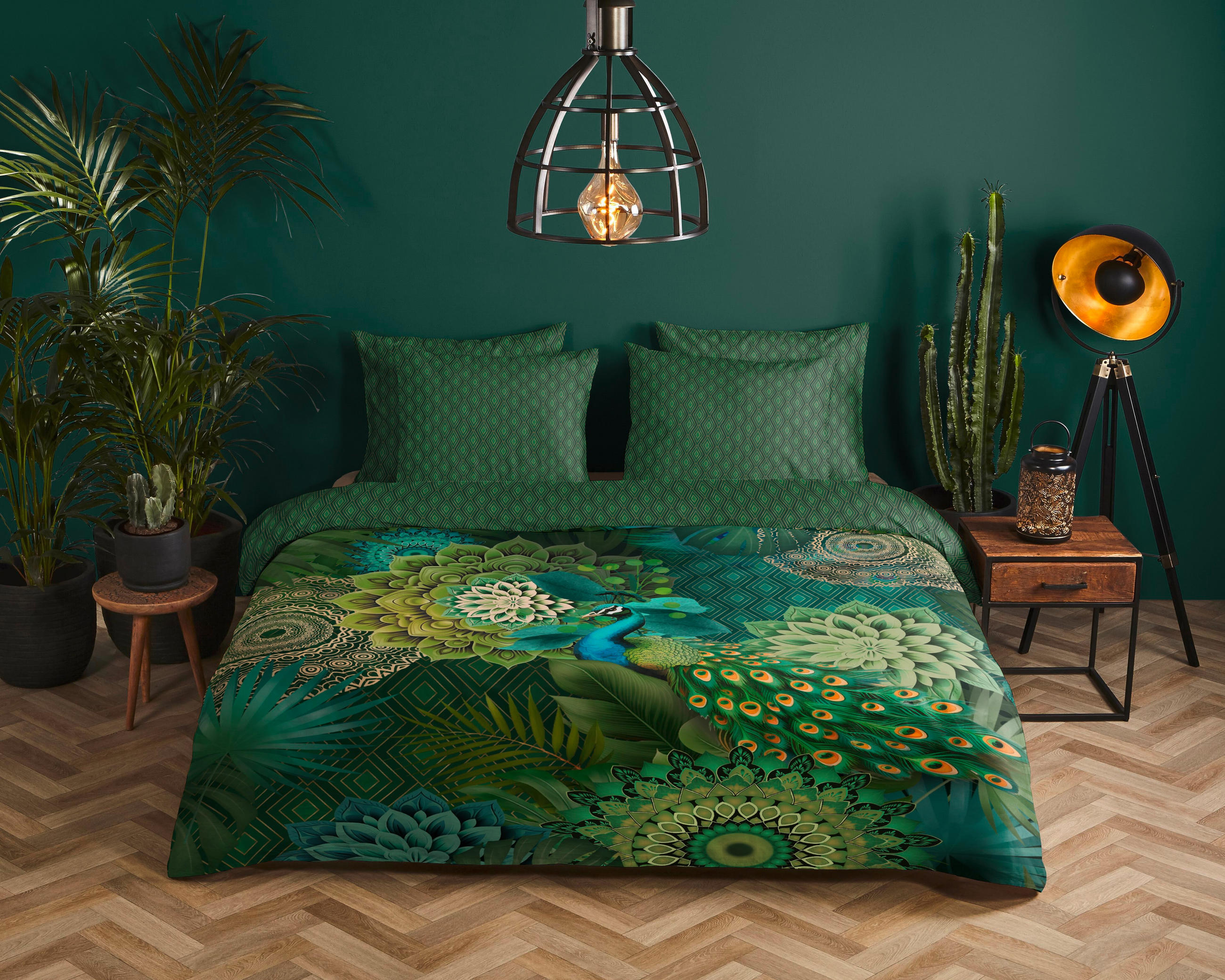 BETTWÄSCHE HIP Satin 140/200 cm  - Dunkelgrün/Grün, Design, Textil (140/200cm)