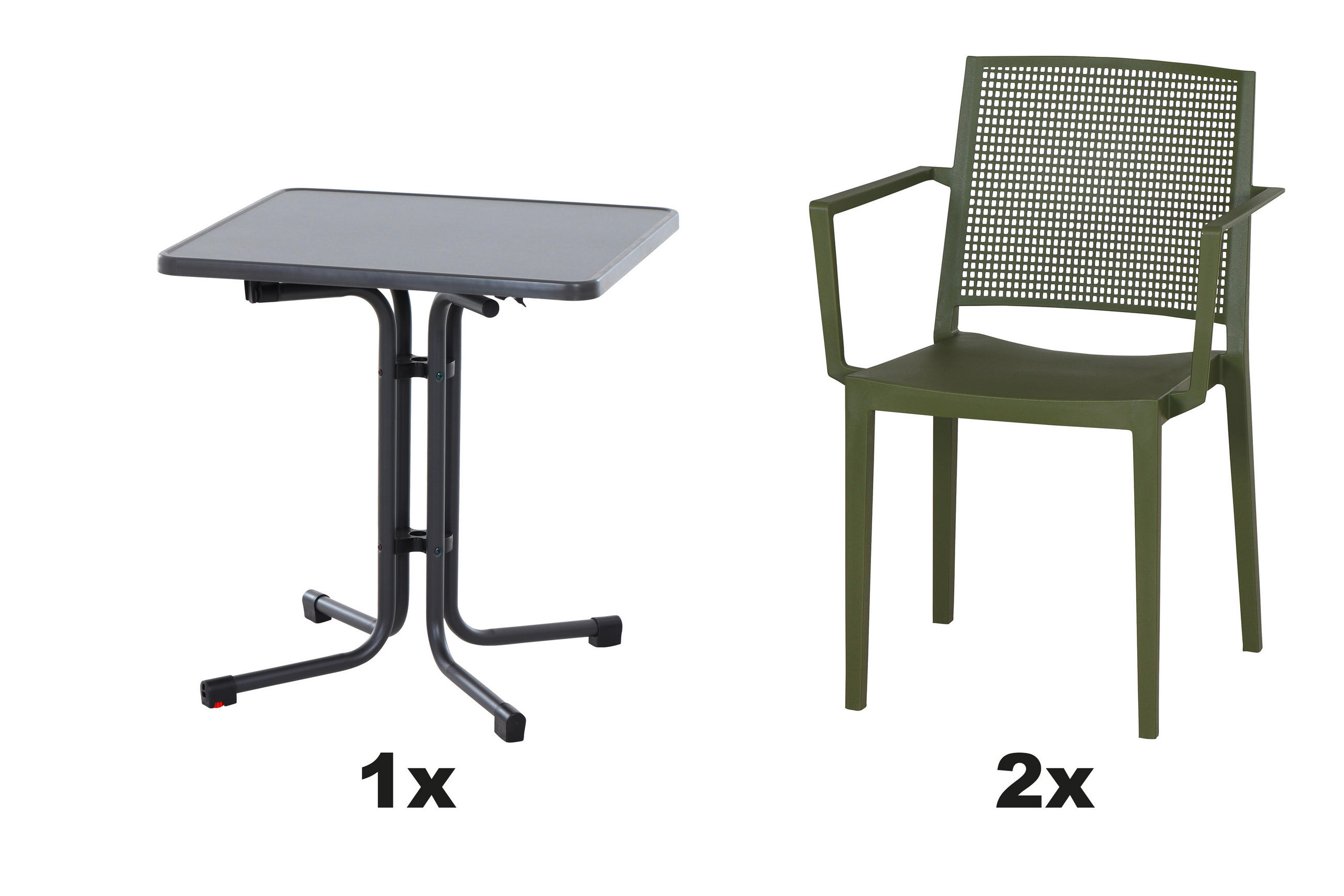 GARTENGARNITUR 3-teilig Stahl  - Anthrazit/Grün, Basics, Kunststoff/Metall (70/80/70cm) - Siena Garden
