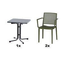 GARTENGARNITUR 3-teilig Stahl  - Anthrazit/Grün, Basics, Kunststoff/Metall (70/80/70cm) - Siena Garden