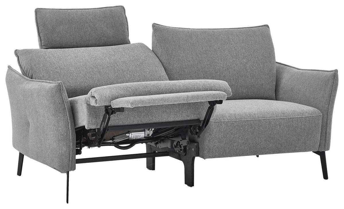 3-SITZER-SOFA  in Chenille Grau Modern  - Schwarz/Grau, KONVENTIONELL, Textil/Metall (184/90/92cm) - Elegando