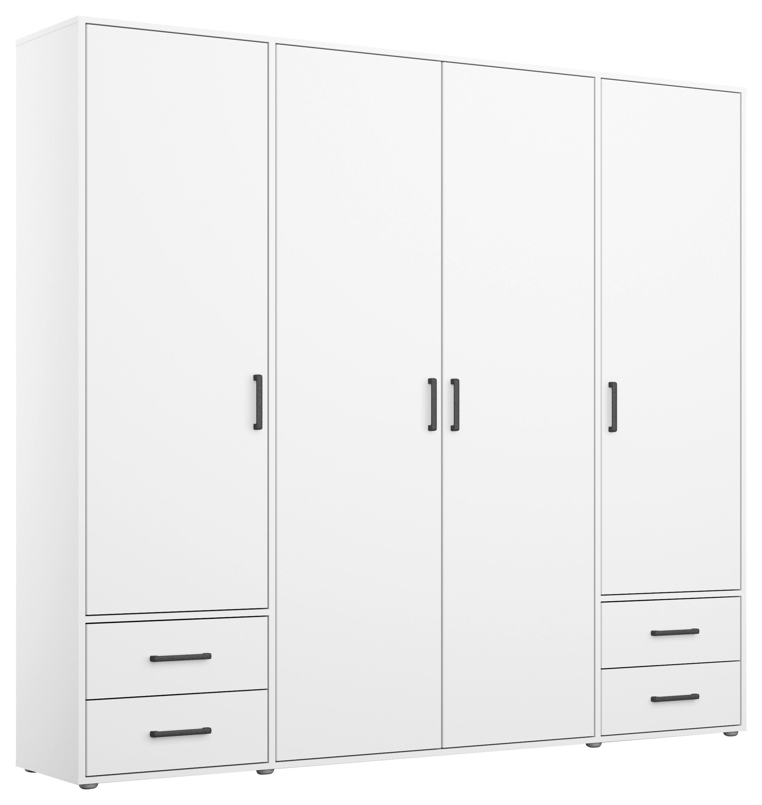 DREHTÜRENSCHRANK 187/194/53 cm 4-türig Weiß  - Weiß/Grau, MODERN, Holzwerkstoff/Kunststoff (187/194/53cm) - Rauch Möbel