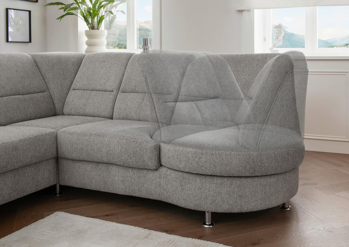 ECKSOFA Silberfarben Chenille  - Chromfarben/Silberfarben, MODERN, Textil/Metall (275/236cm) - Livetastic
