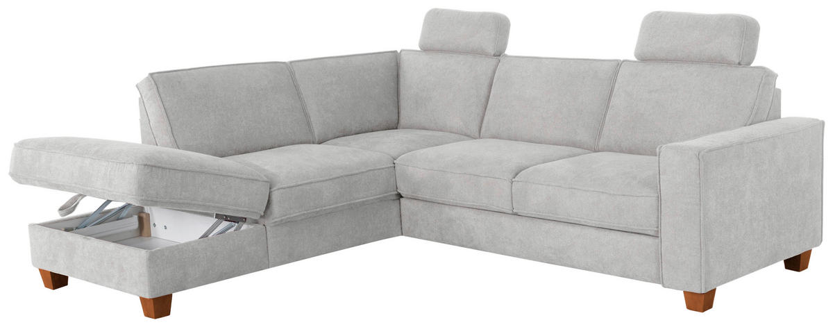 ECKSOFA Silberfarben Flachgewebe  - Eichefarben/Silberfarben, KONVENTIONELL, Holz/Textil (213/236cm) - Sit & More