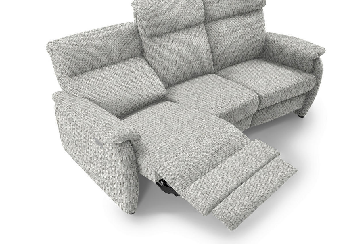 TRAPEZSOFA in Flachgewebe Silberfarben  - Silberfarben/Schwarz, Konventionell, Textil/Metall (219/107/97cm) - Pure Home Comfort