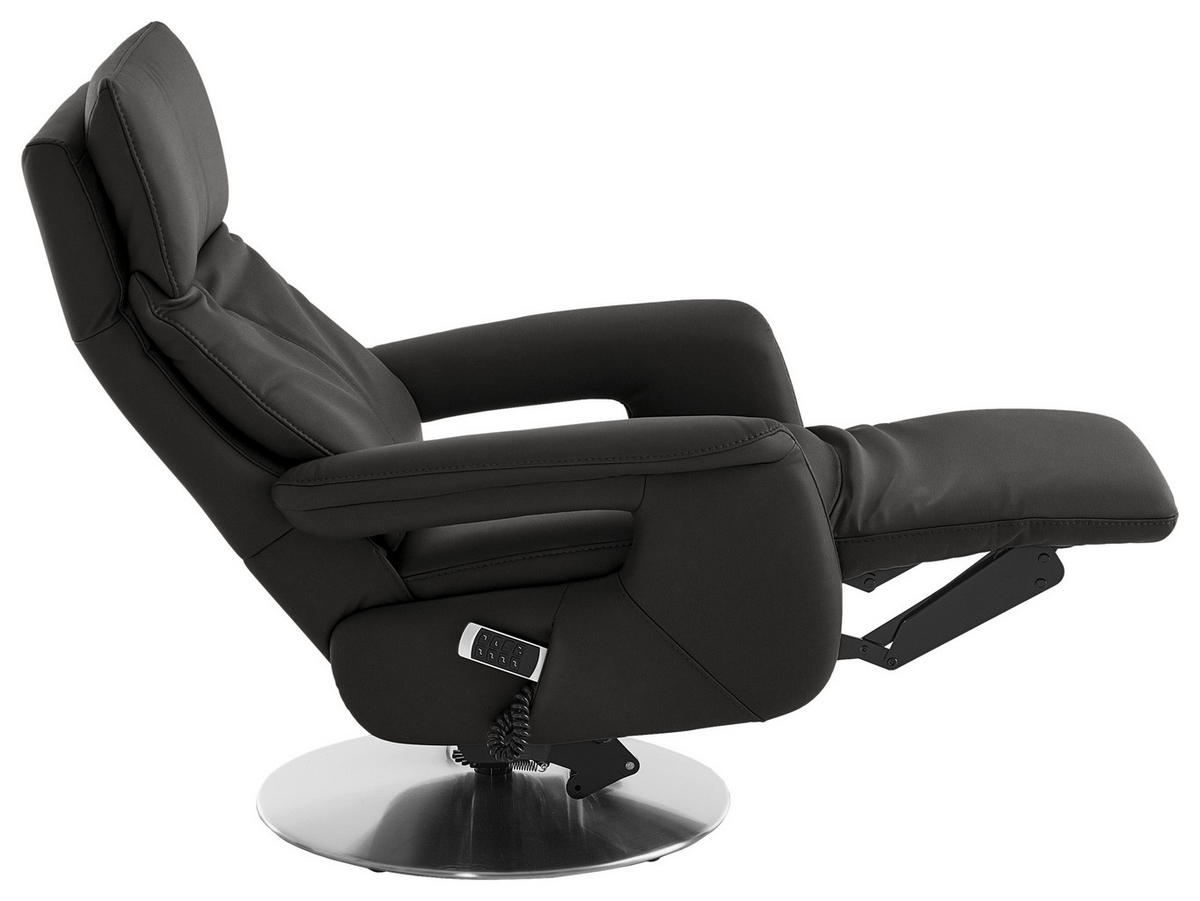 RELAXSESSEL in Leder Grau  - Edelstahlfarben/Grau, Design, Leder/Metall (78/112/85cm) - Cantus