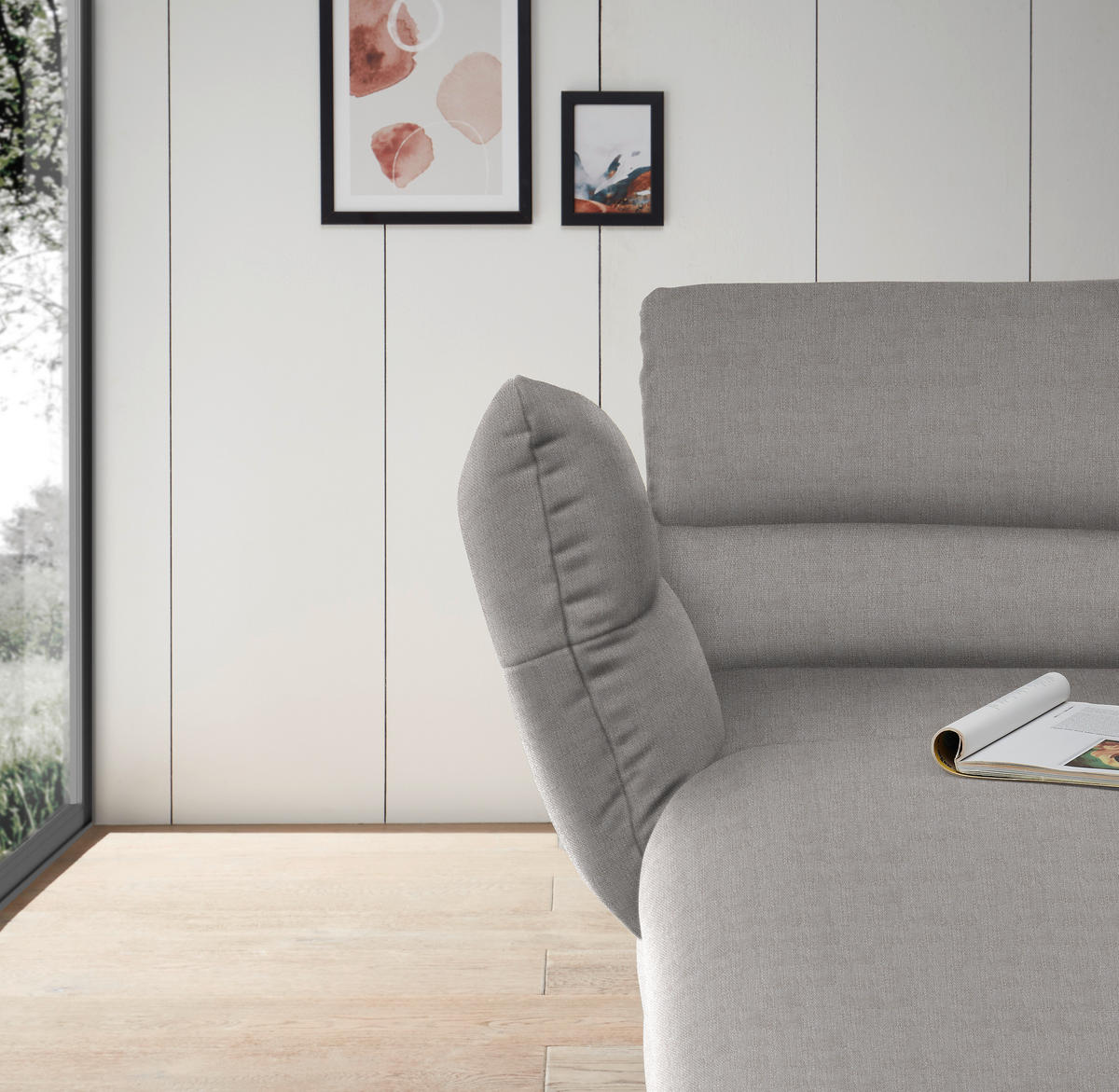 ECKSOFA Sandfarben Flachgewebe  - Sandfarben/Schwarz, Design, Textil/Metall (176-217/259-307cm) - Dieter Knoll