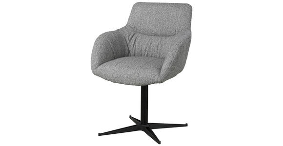 ARMLEHNSTUHL in Eisen Webstoff - Schwarz/Grau, Design, Textil/Metall (63/85/66cm) - Novel