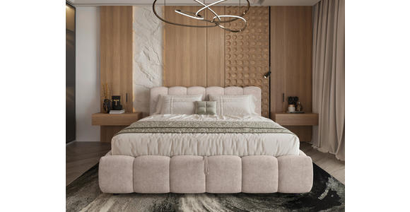 POLSTERBETT Lattenrost, Bettkasten Beige 180/200 cm  - Beige/Schwarz, KONVENTIONELL, Holz/Kunststoff (180/200cm) - Carryhome