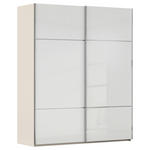 SCHWEBETÜRENSCHRANK 162/223/68 cm 2-türig Weiß, Champagner  - Chromfarben/Champagner, KONVENTIONELL, Glas/Holzwerkstoff (162/223/68cm) - Novel