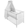 GITTERBETT-KOMPLETTSET STAR  144,5/74,5/82 cm   - Weiß/Grau, LIFESTYLE, Holz/Textil (144,5/74,5/82cm) - My Baby Lou