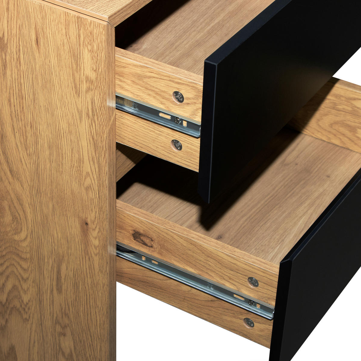 SCHREIBTISCH  in Schwarz, Eichefarben  - Eichefarben/Schwarz, MODERN, Holzwerkstoff/Metall (140/76/60cm) - MID.YOU