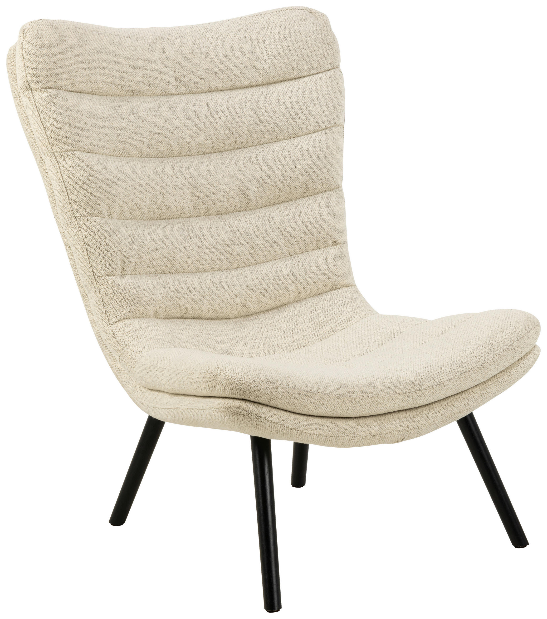 SESSEL in Bouclé Creme  - Creme/Schwarz, Design, Holz/Textil (82/102/97cm) - Livetastic