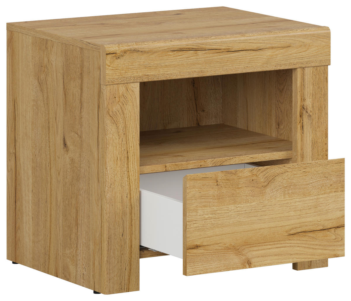 NOČNÁ SKRINKA, farba duba, 54,5/50,5/42 cm - biela/farba duba, Modern, kompozitné drevo (54,5/50,5/42cm) - MID.YOU