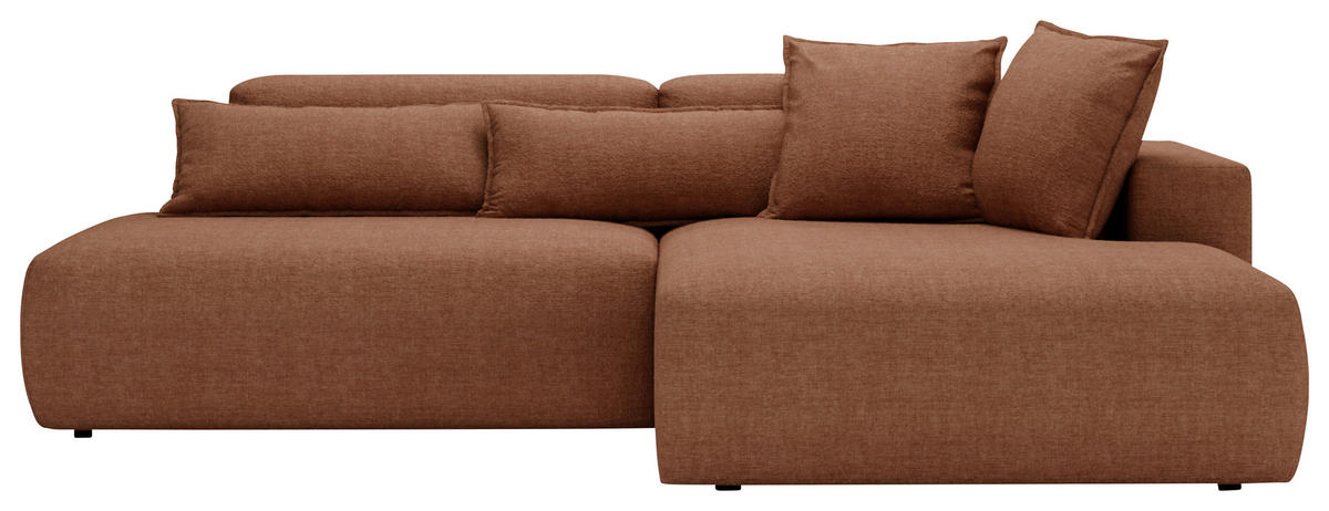 ECKSOFA Chenille Rostfarben  - Rostfarben/Schwarz, Design, Kunststoff/Textil (284/160cm) - Livetastic