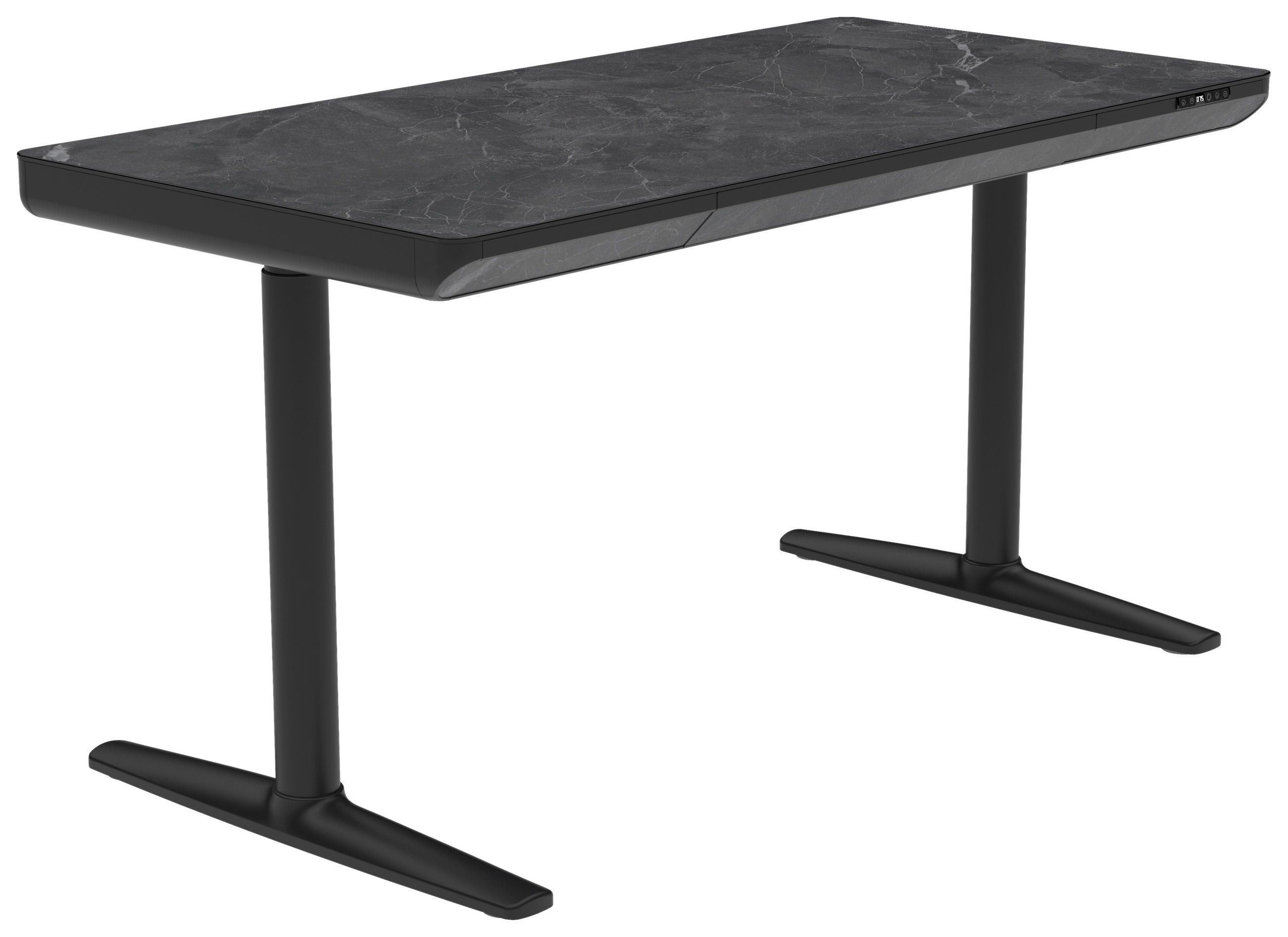 ÍRÓASZTAL  - fekete, Design, műanyag/faalapú anyag (140/70/73-118cm) - Novel