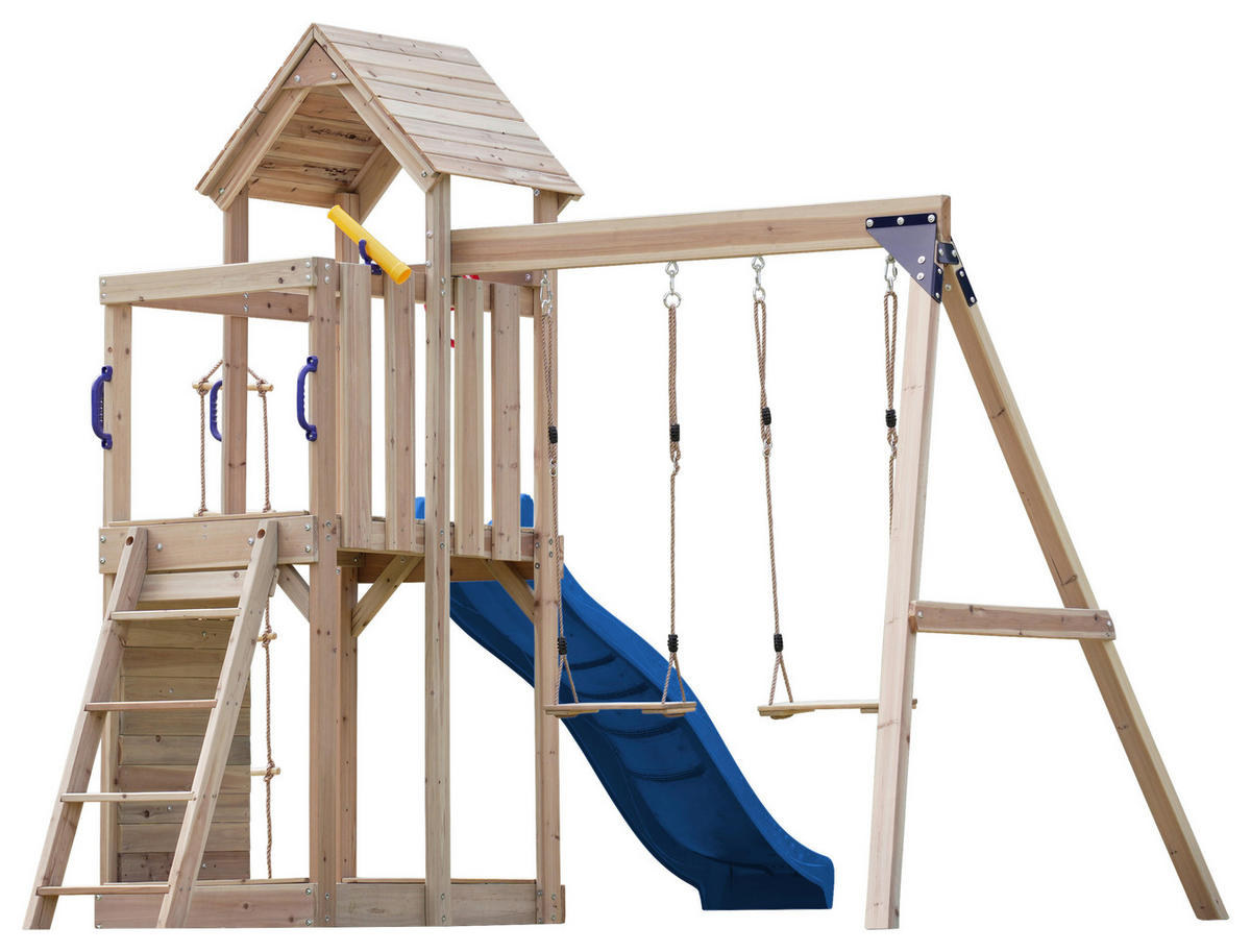 SPIELTURM 342/267/375 cm  - Blau, KONVENTIONELL, Holz/Kunststoff (342/267/375cm) - Ambia Garden