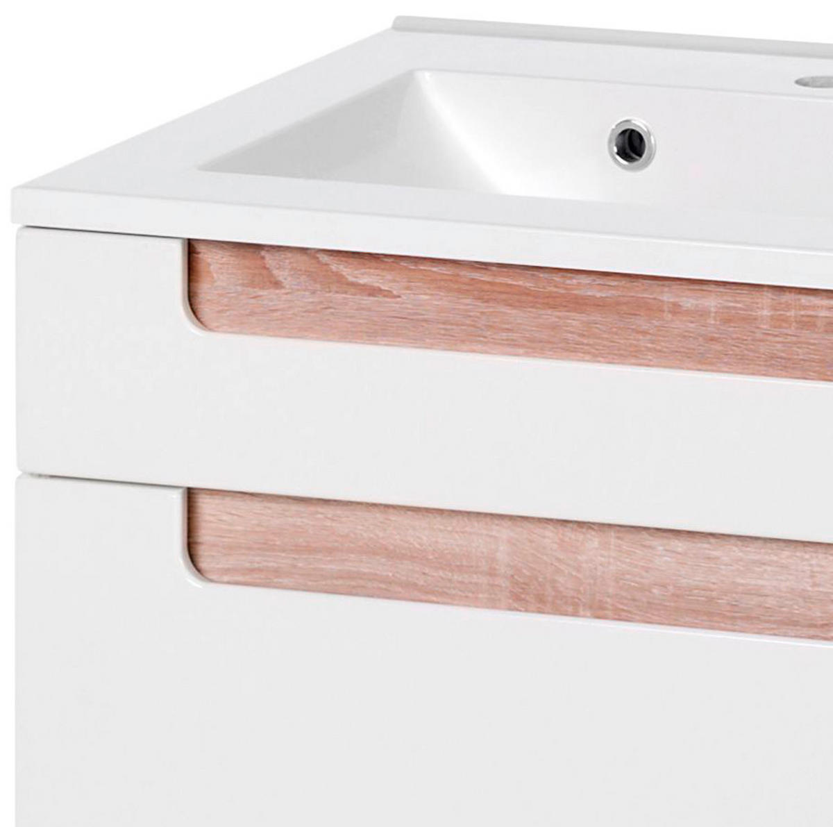 WASCHTISCHKOMBI 60 cm  - Weiß/Sonoma Eiche, MODERN, Holzwerkstoff/Stein (60cm) - Held