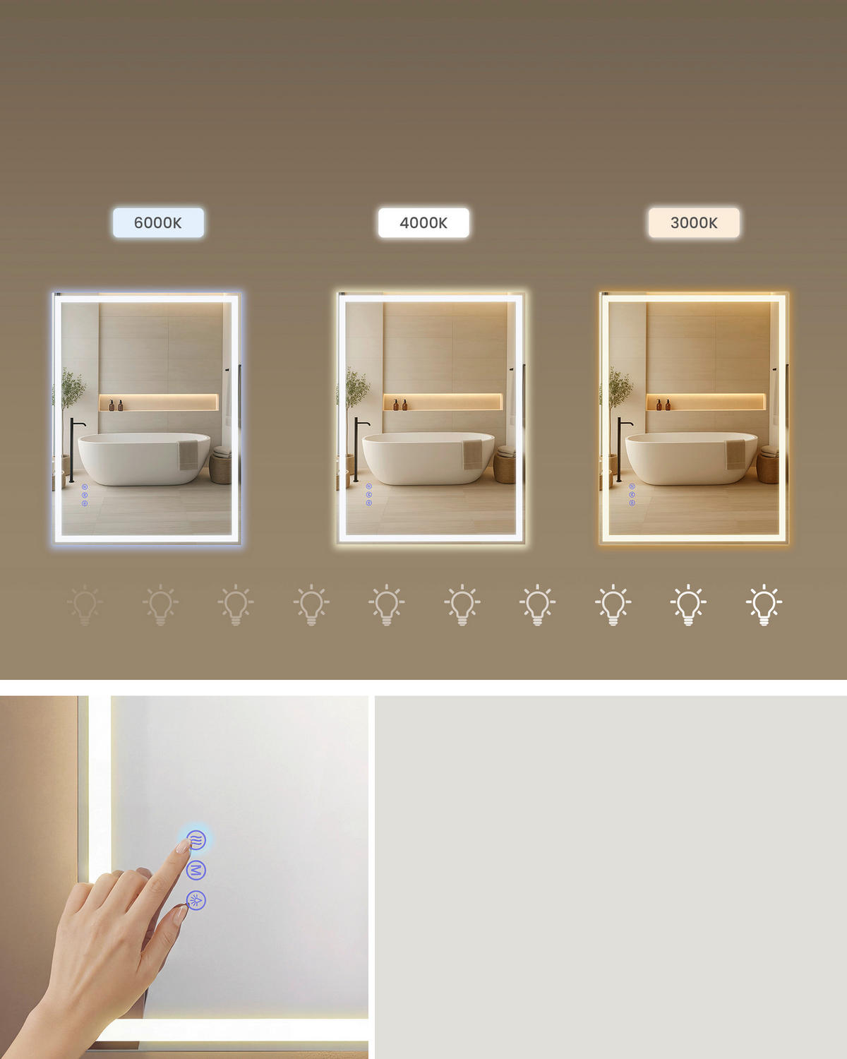 BADEZIMMERSPIEGEL 50,7/70,7/2,4 cm  - Weiß, Trend, Glas/Kunststoff (50,7/70,7/2,4cm) - Boxxx