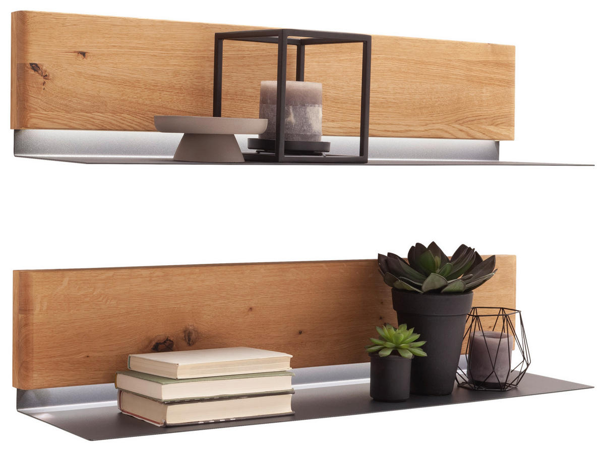 WANDBOARDSET  90/20/22 cm  - Wildeiche, Natur, Holz/Metall (90/20/22cm) - Linea Natura