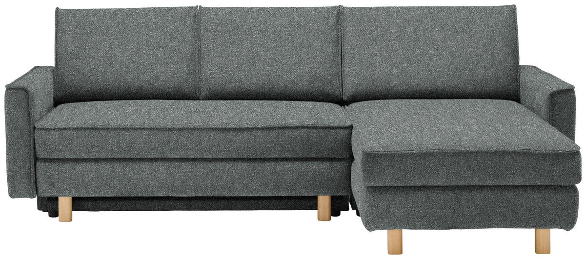ECKSOFA  in Mikrovelours Graugrün  237/170 cm  - Eichefarben/Graugrün, KONVENTIONELL, Holz/Textil (237/170cm) - Sedda
