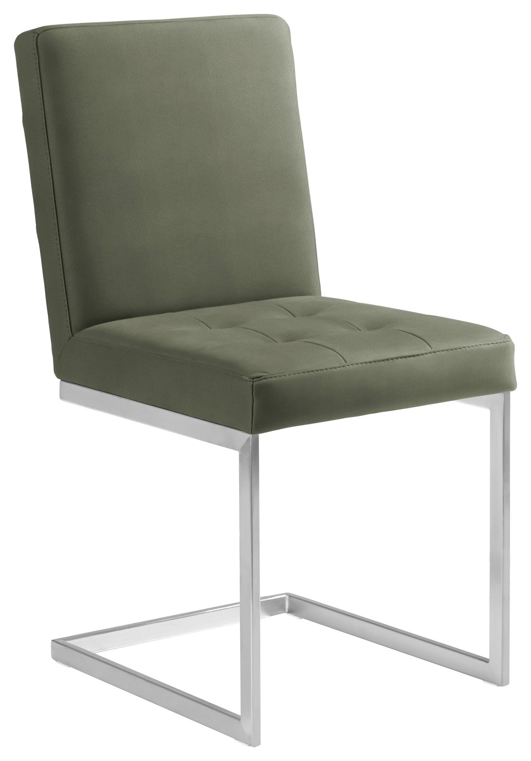 SCHWINGSTUHL  in Stahl Mikrofaser  - Edelstahlfarben/Grün, Design, Textil/Metall (45/91/58cm) - Moderano
