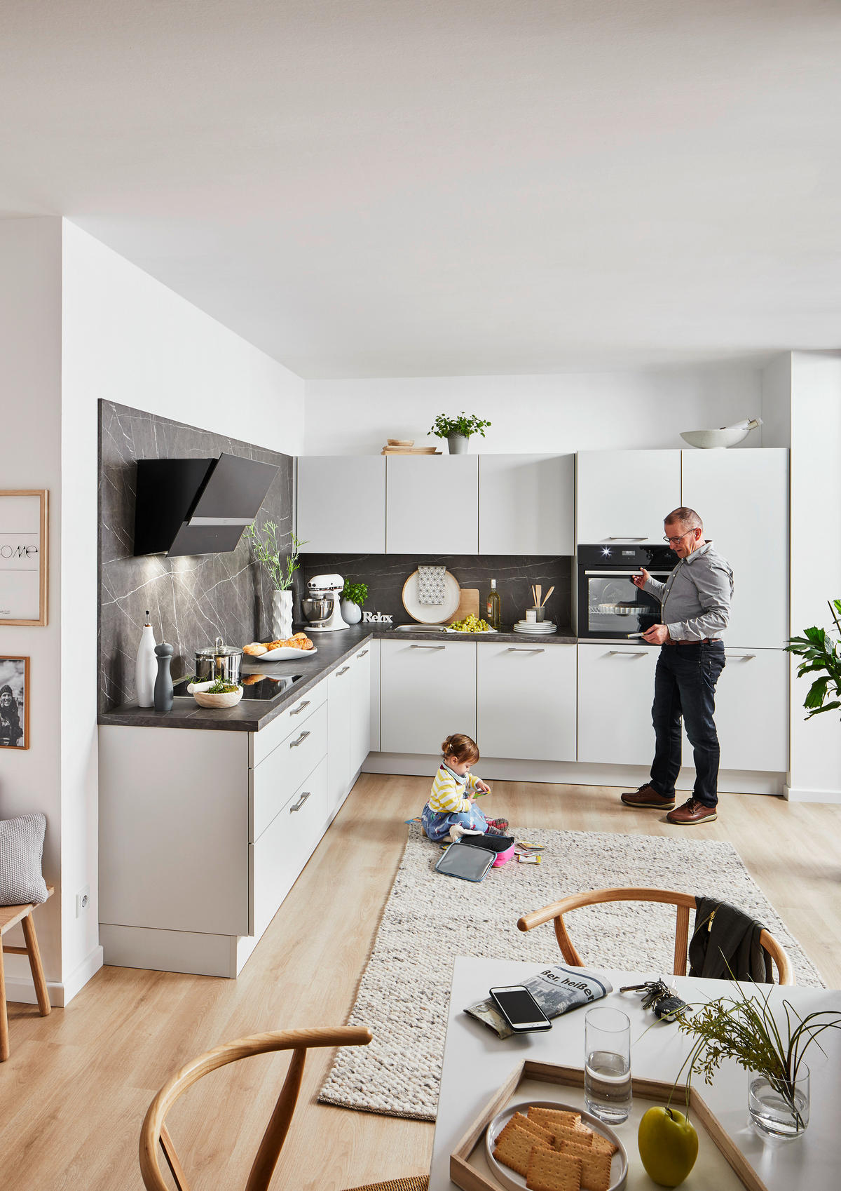 EINBAUKÜCHE   - Grau, Design, Holzwerkstoff - Novel