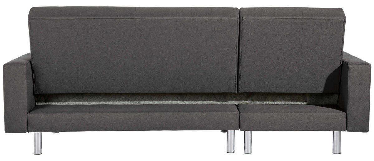 ECKSCHLAFSOFA inkl. Hocker in Anthrazit Textil   - Chromfarben/Anthrazit, Konventionell, Textil/Metall (152/230cm) - Max Winzer