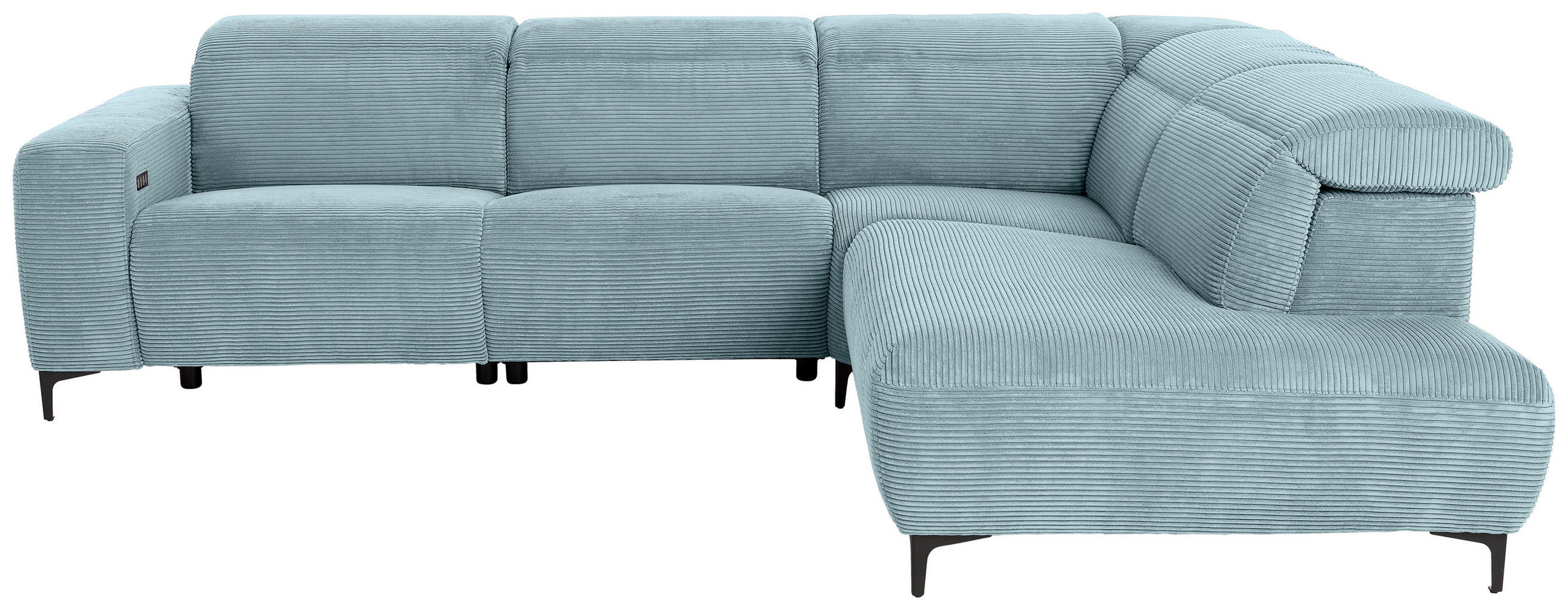 ECKSOFA in Cord Hellblau  - Schwarz/Hellblau, Design, Textil (290/223cm) - Pure Home Lifestyle