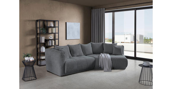 ECKSOFA in Chenille Grau  315/180 cm  - Schwarz/Grau, MODERN, Kunststoff/Textil (315/180cm) - Hom`in