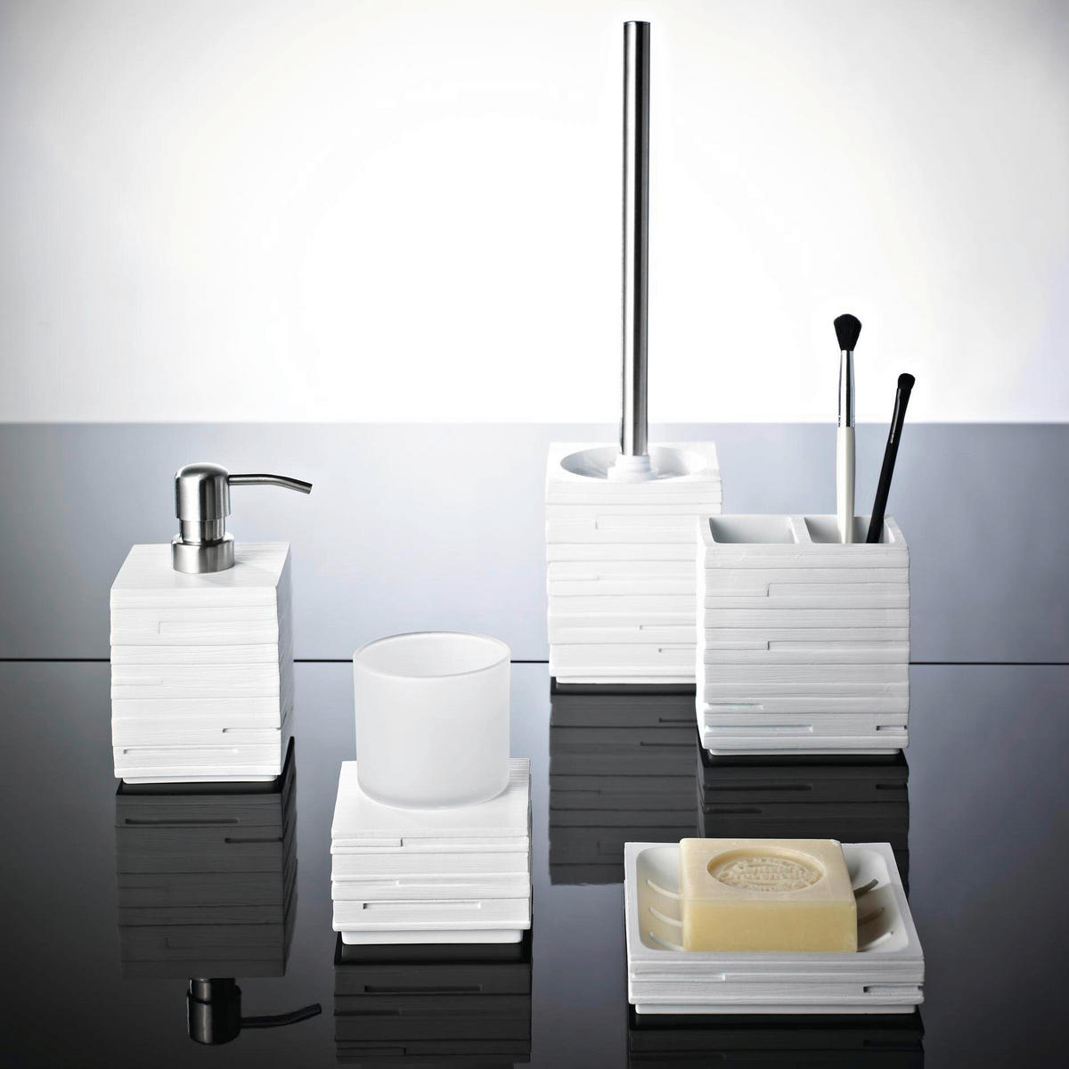 WC-BÜRSTENGARNITUR in Metall  Kunststoff   - Chromfarben/Weiß, Basics, Kunststoff/Metall (9,5/38,5/9,5cm) - Sadena