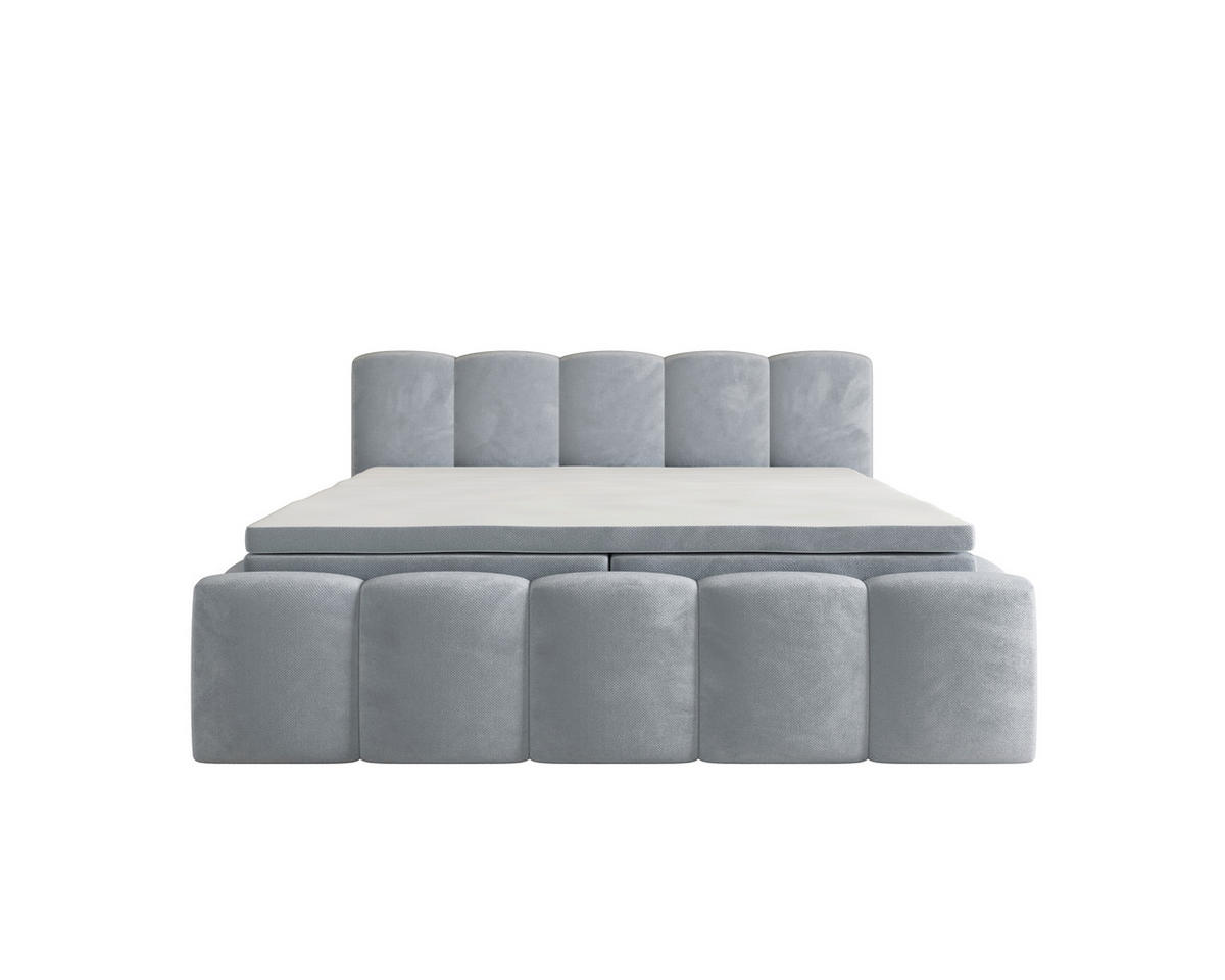 BOXBETT 140/200 cm,  in Grau, Bettkasten, Topper, H2 = mittel  - Grau, MODERN, Textil (140/200cm) - MID.YOU