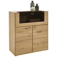 KOMMODE Eichefarben  90/100/41 cm  - Edelstahlfarben/Eichefarben, Natur, Glas/Holz (90/100/41cm) - Valnatura