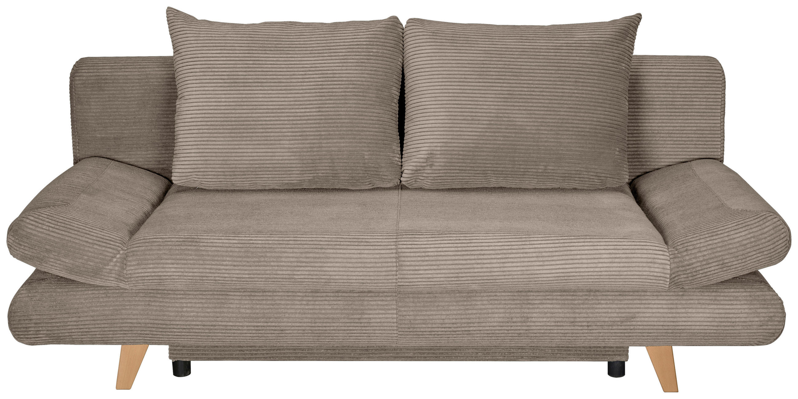 SCHLAFSOFA Cord Taupe  - Taupe/Buchefarben, KONVENTIONELL, Holz/Textil (200/75/85cm) - Carryhome