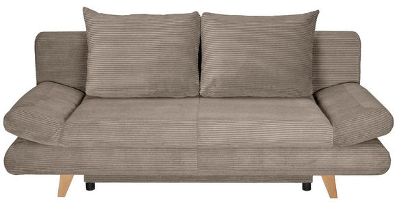 SCHLAFSOFA Cord Taupe  - Taupe/Buchefarben, KONVENTIONELL, Holz/Textil (200/75/85cm) - Carryhome