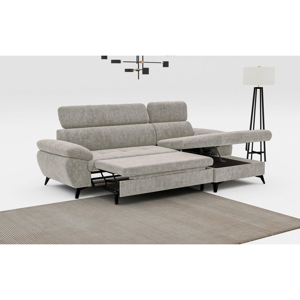 Thumbnail - Mid.you Ecksofa, Schlamm, Textil, 3-Sitzer, Ottomane rechts, L-Form, 261x166 cm, Stoffauswahl, Rücken echt, Wohnzimmer, ...