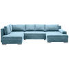 WOHNLANDSCHAFT Petrol Velours  - Chromfarben/Petrol, KONVENTIONELL, Kunststoff/Textil (198/363/170cm) - Hom`in
