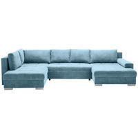 WOHNLANDSCHAFT in Velours Petrol  - Chromfarben/Petrol, Konventionell, Kunststoff/Textil (198/363/170cm) - Hom`in