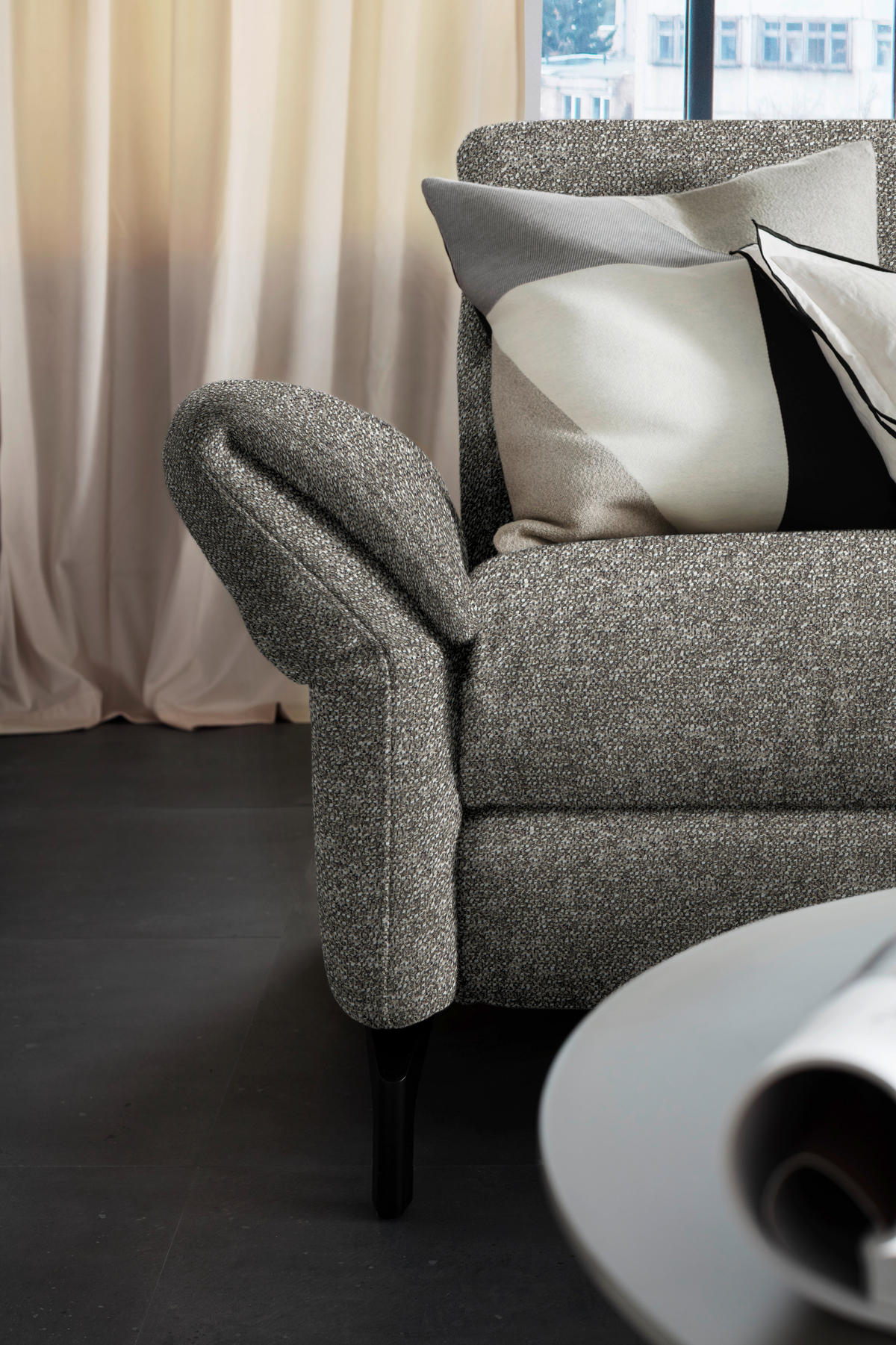 ECKSOFA Greige Chenille  - Greige/Schwarz, Design, Textil/Metall (299/187cm) - Schöner Wohnen