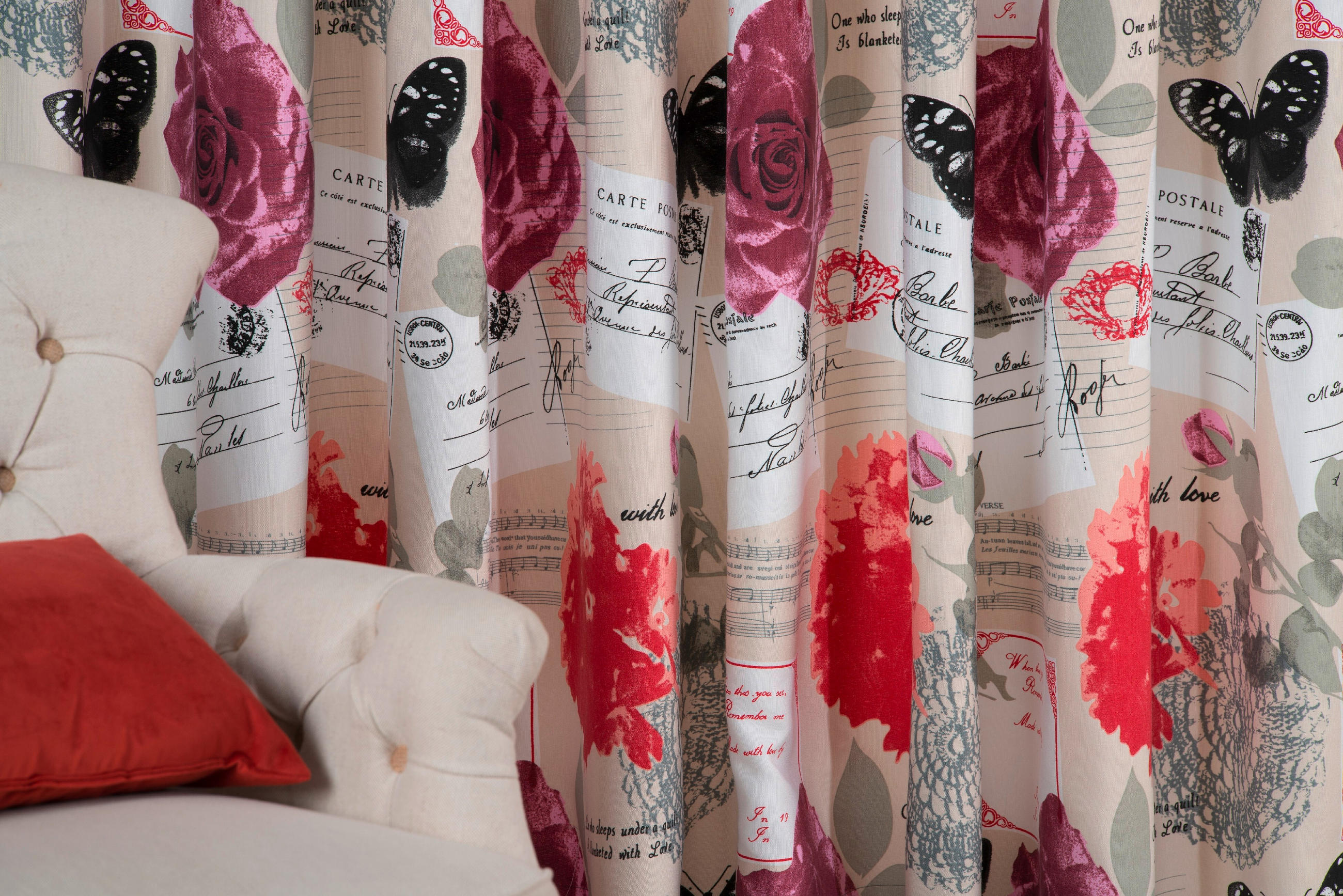 DRAPERIE CONFECȚIONATĂ semitransparent  - roșu, Basics, textil (210/245cm)