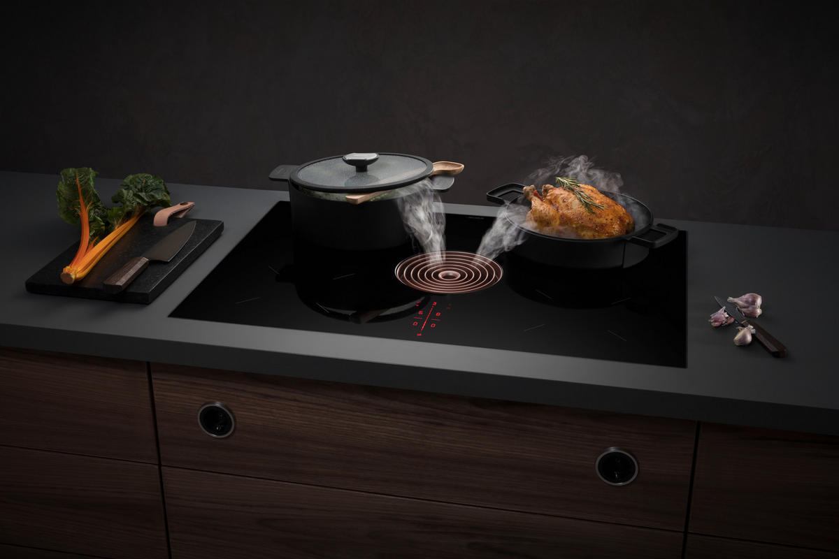 KOCHFELD-DUNSTABZUG-KOMBI Puru  - Schwarz, Basics, Glas/Metall (76/51,5cm) - Bora