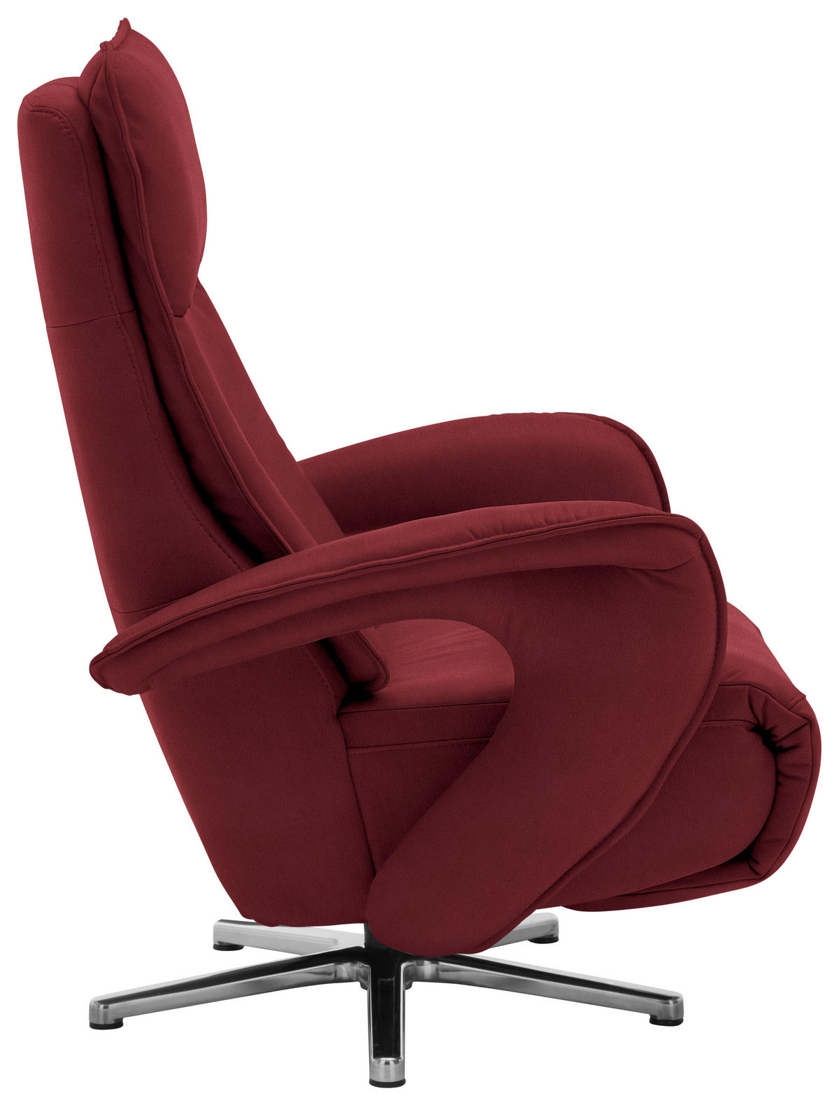 RELAXSESSEL in Leder Bordeaux  - Chromfarben/Bordeaux, Design, Leder/Metall (77/110/87cm) - Valdera