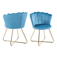 STUHL-SET 2 Stück  in Samt  - Blau/Goldfarben, MODERN, Textil/Metall (69,5/85/66cm) - Livetastic