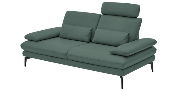 2,5-SITZER  in Echtleder Opal   - Opal/Schwarz, Design, Leder/Metall (196/86/104cm) - Dieter Knoll