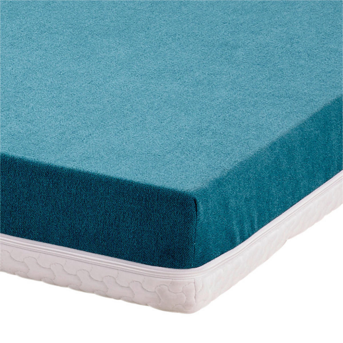 Taschenfederkernmatratze 90/200 cm, Höhe ca.: 17,5 cm, H2 = mittel, 7-Zonen - Türkis/Weiß, Textil (90/200cm) - Primatex